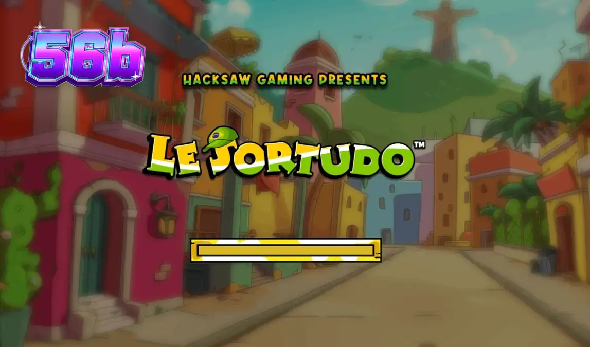 O guaxinim Smokey em um cenário vibrante de rua brasileira no slot Le Sortudo.